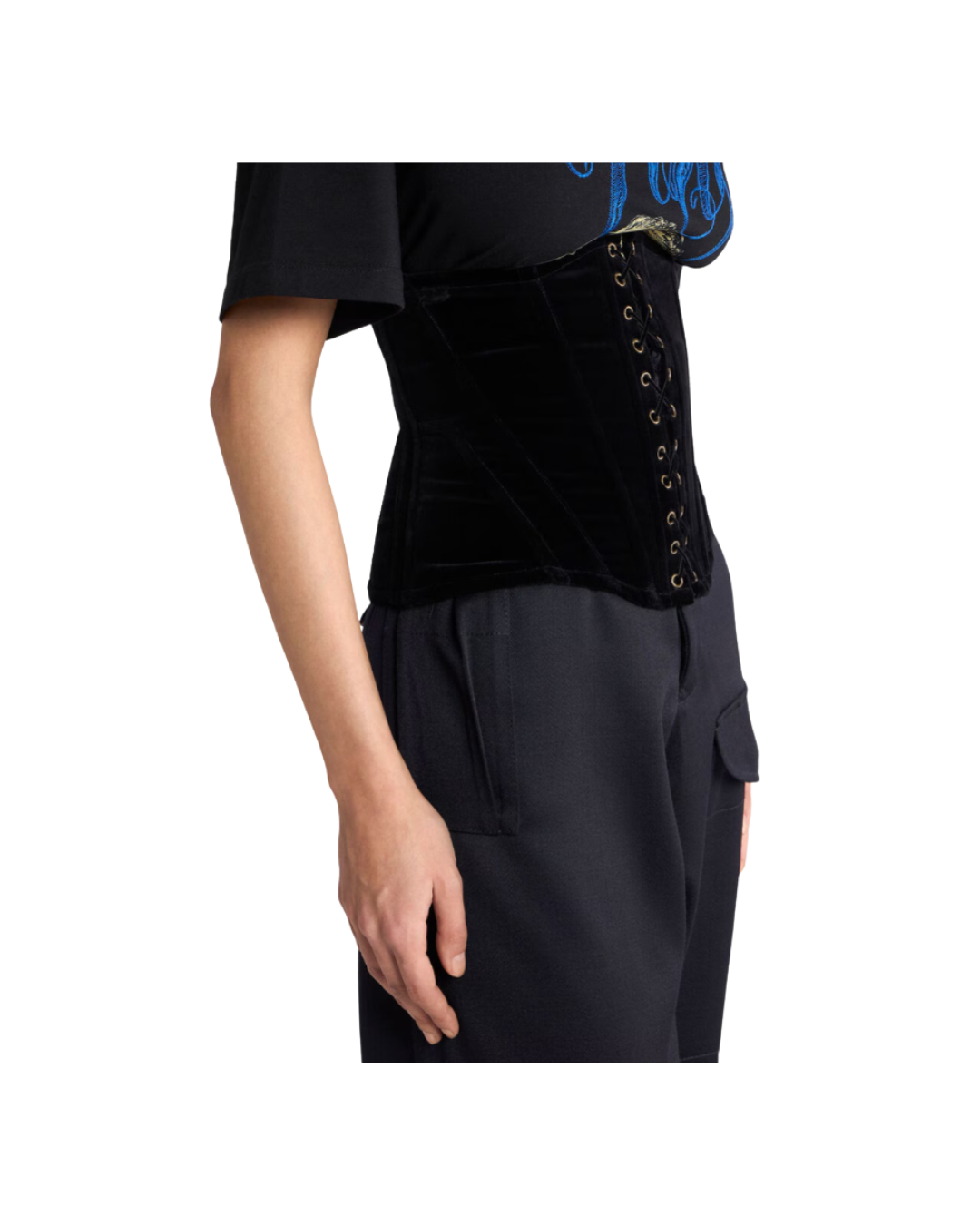 Stretch Cotton Velvet Corset Belt