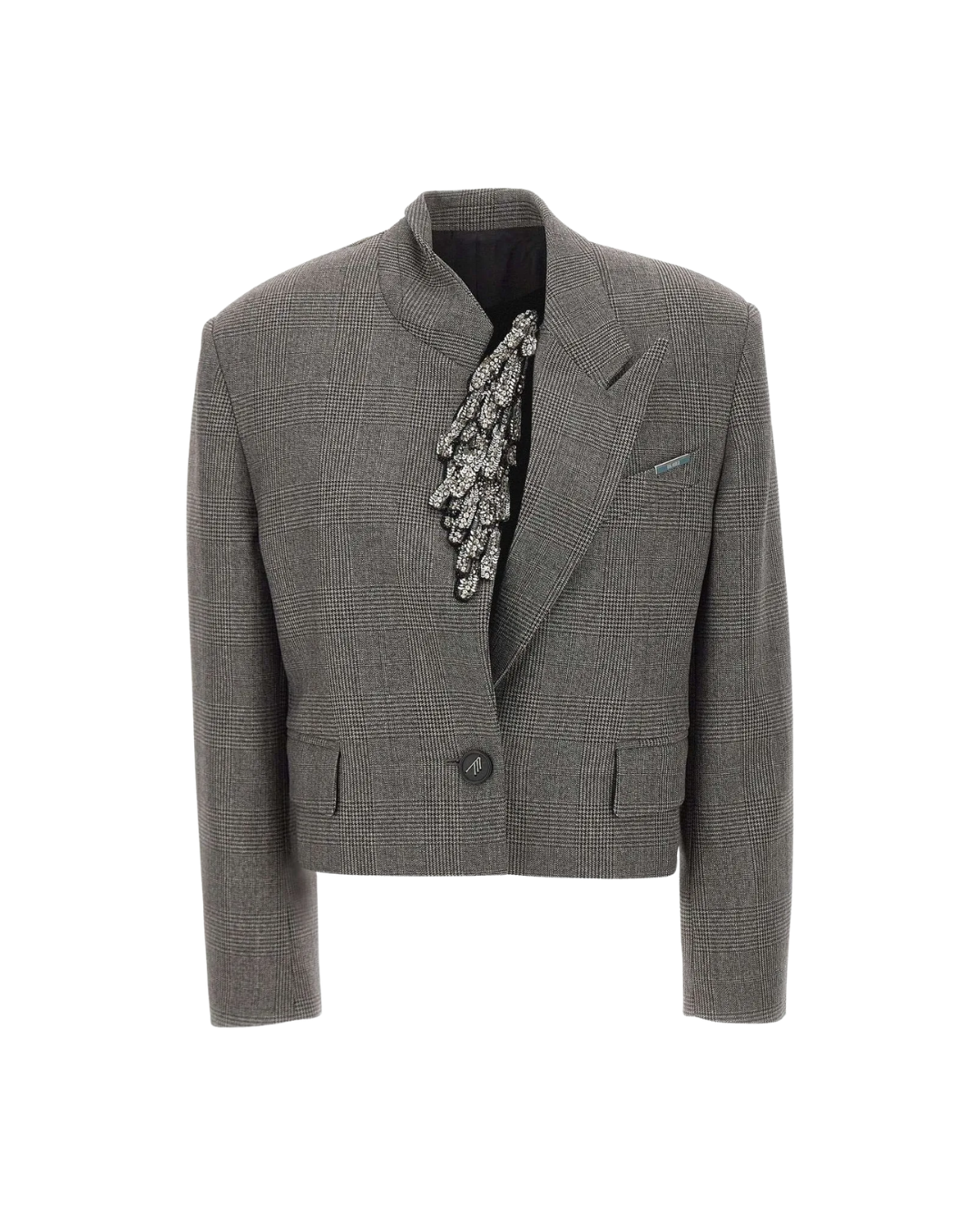 Sequined Prince Of Wales Cropped Blazer