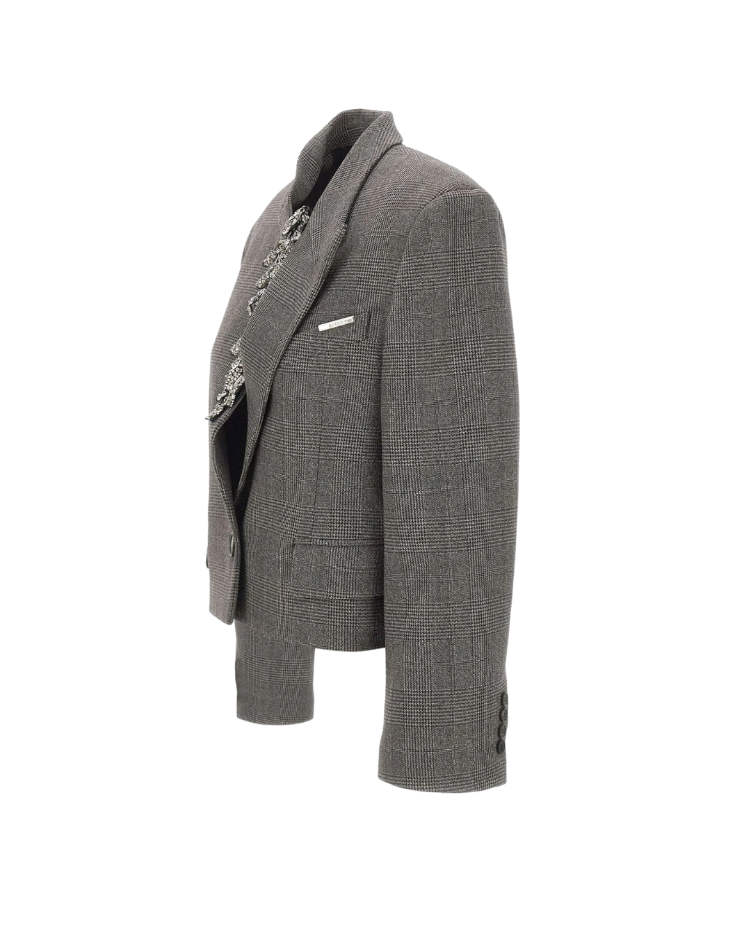 Sequined Prince Of Wales Cropped Blazer