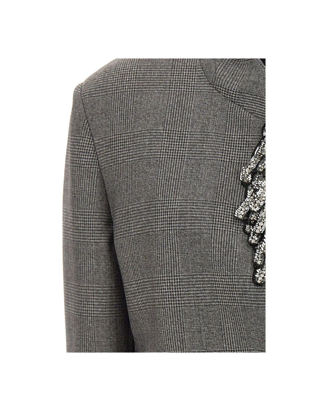 Sequined Prince Of Wales Cropped Blazer