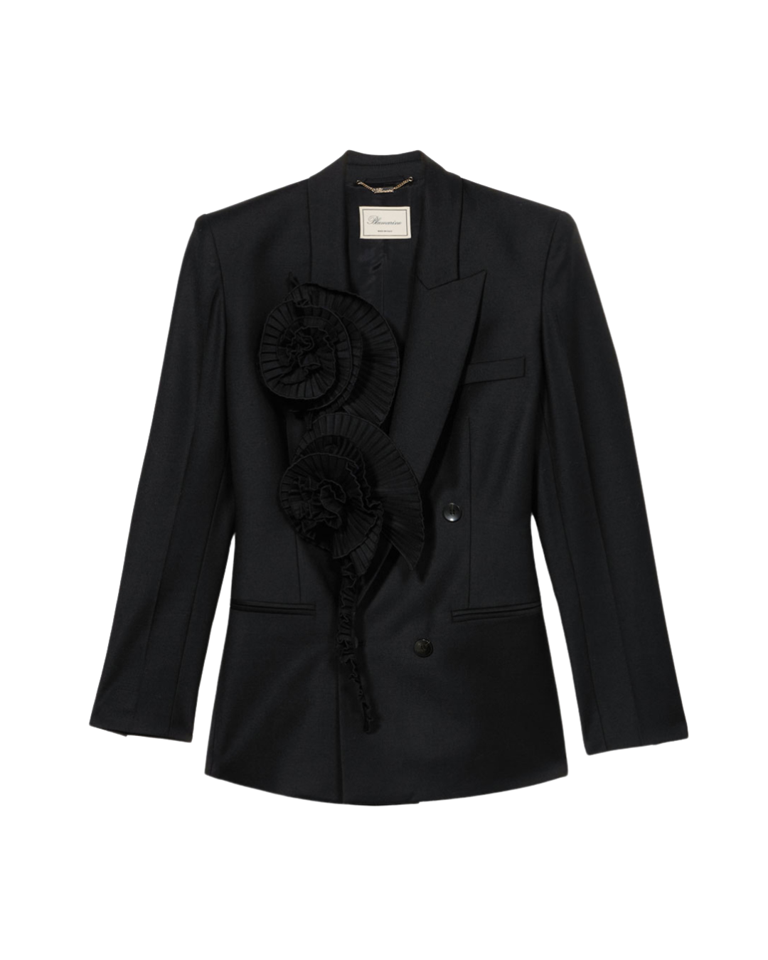 Tailored Jacket With 3d Pleated Roses