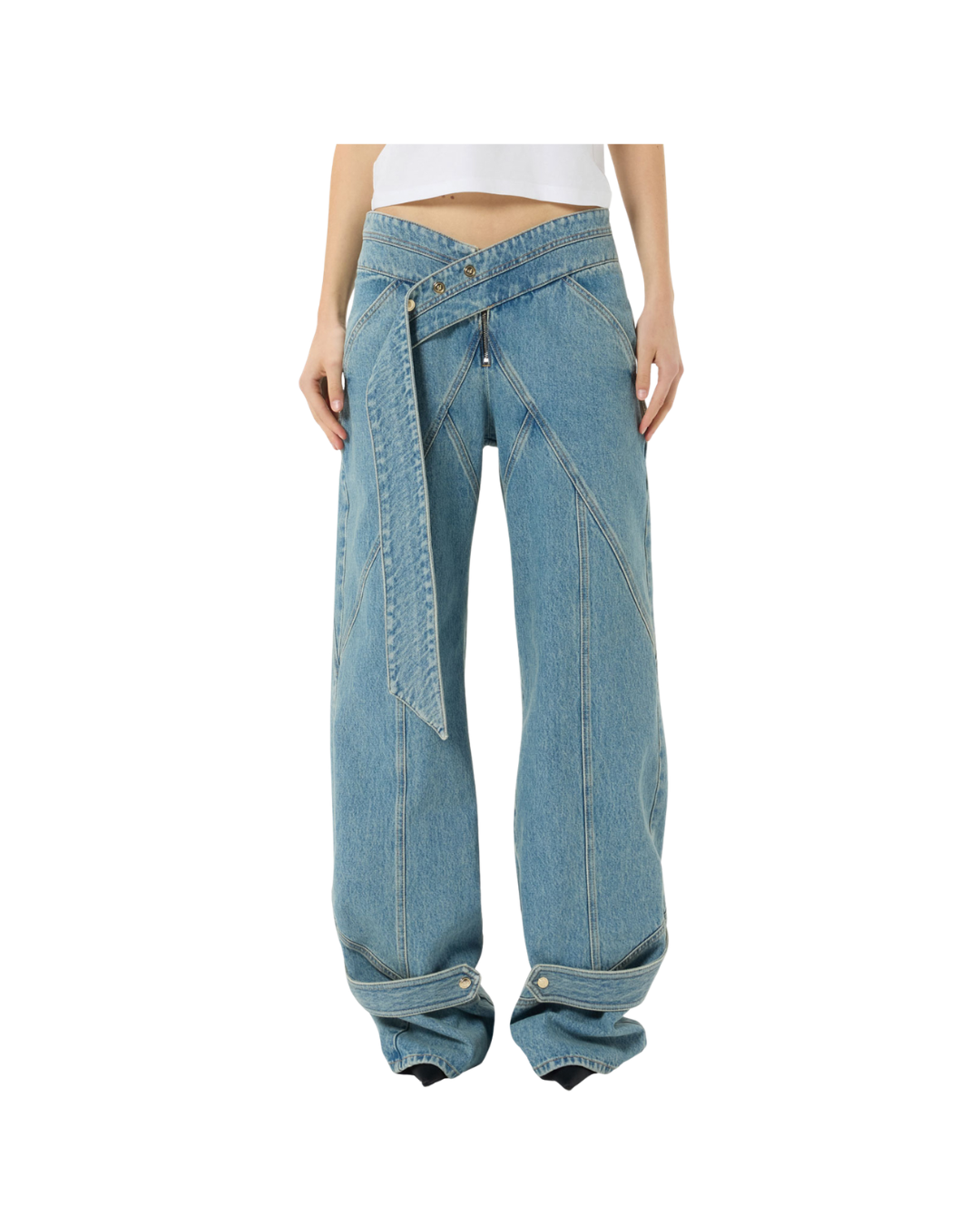 Baggy Trousers With Sash Belt And Details