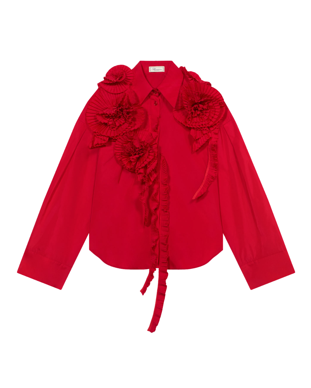 Taffeta Shirt With 3d Roses