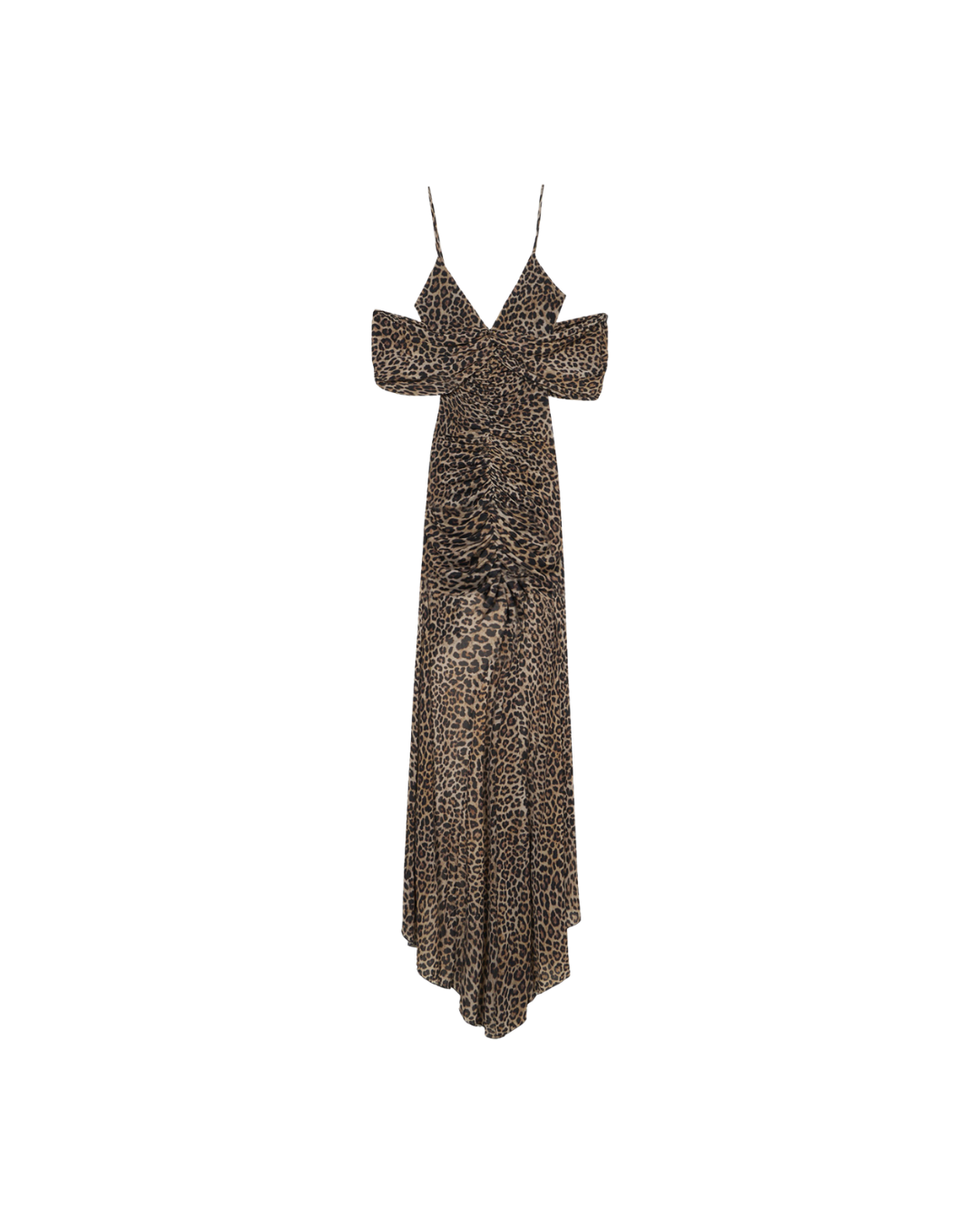 Long Printed Jersey Dress With Brooch