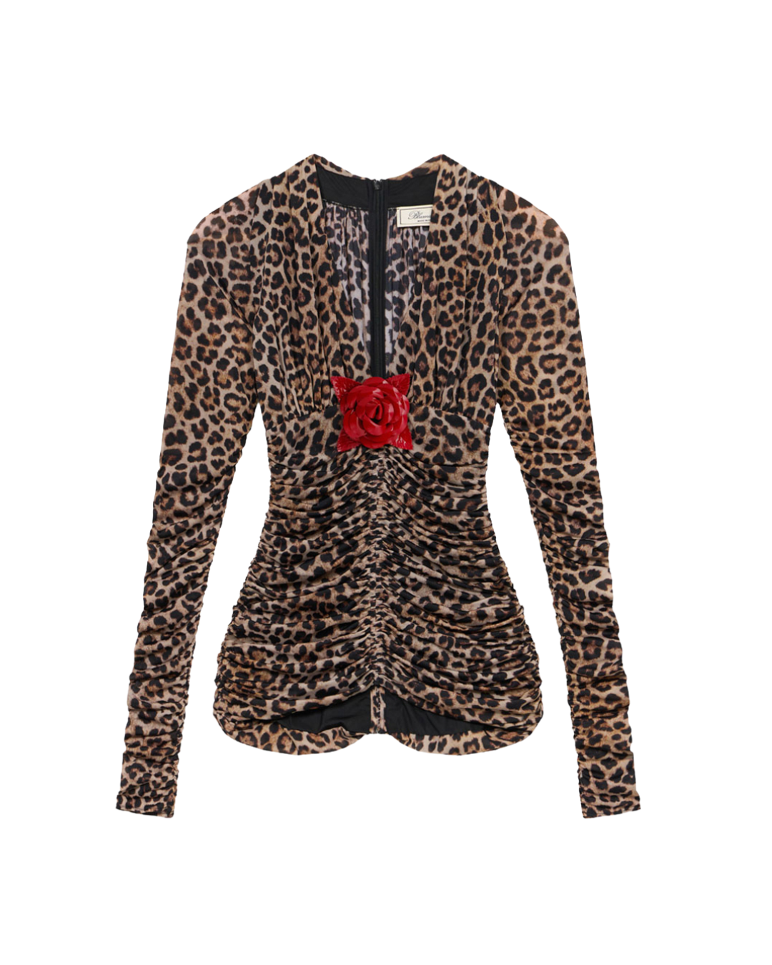 Printed Jersey Blouse With Brooch
