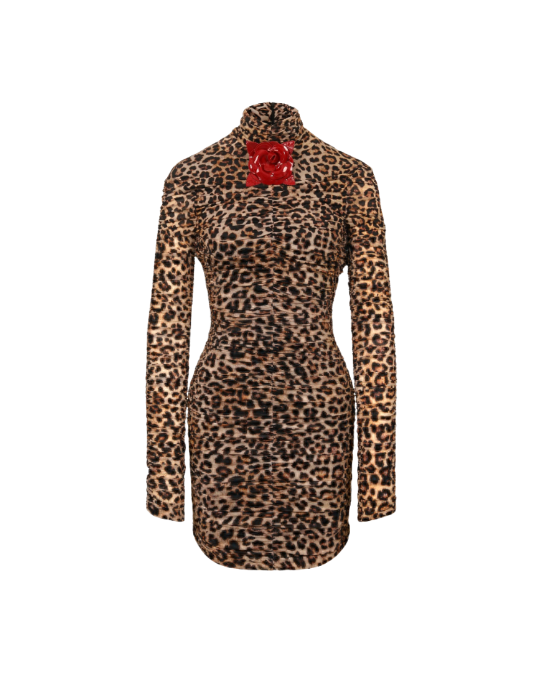 Printed Dress With Brooch