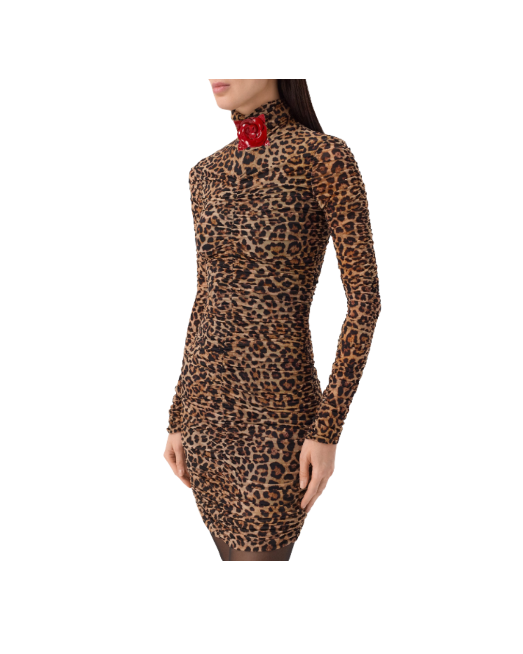 Printed Dress With Brooch