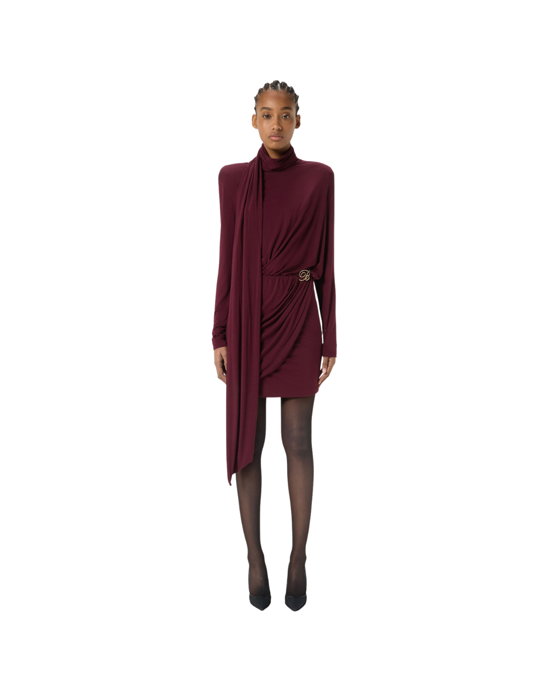 Short Jersey Dress With Draping And Stole