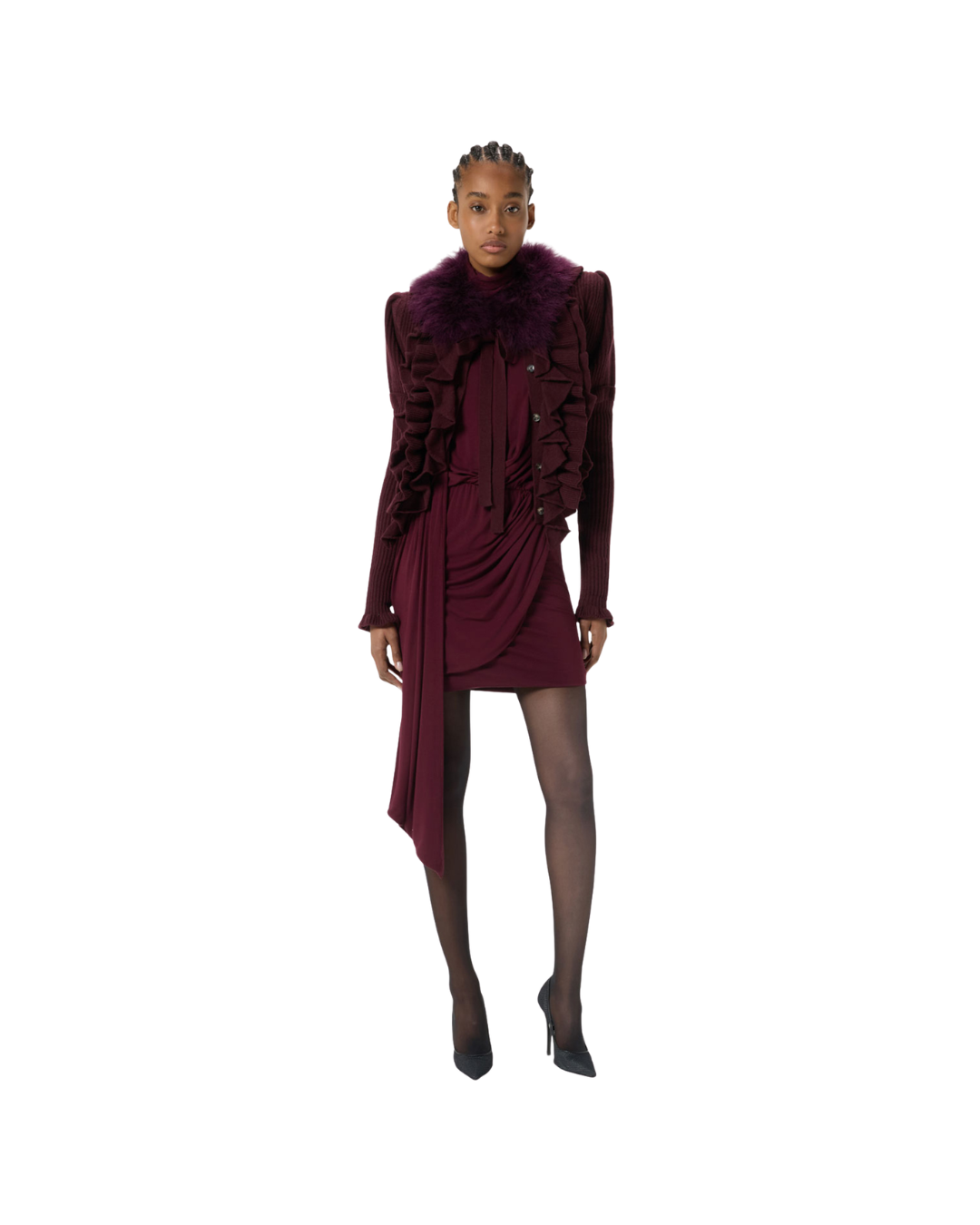 Short Jersey Dress With Draping And Stole