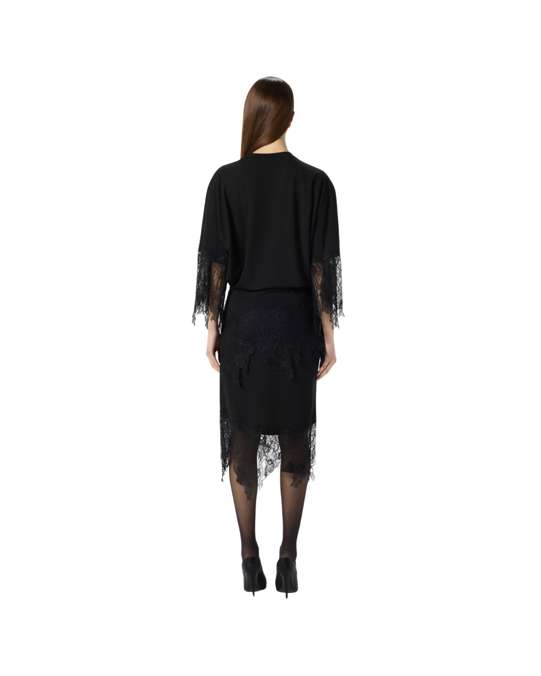 Jersey Dress With Chantilly Lace Ruffles