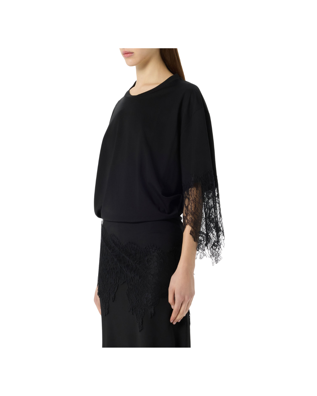 Jersey Dress With Chantilly Lace Ruffles