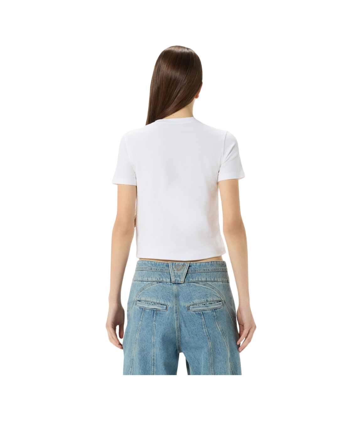 Jersey T-shirt With Rhinestone Embroidery
