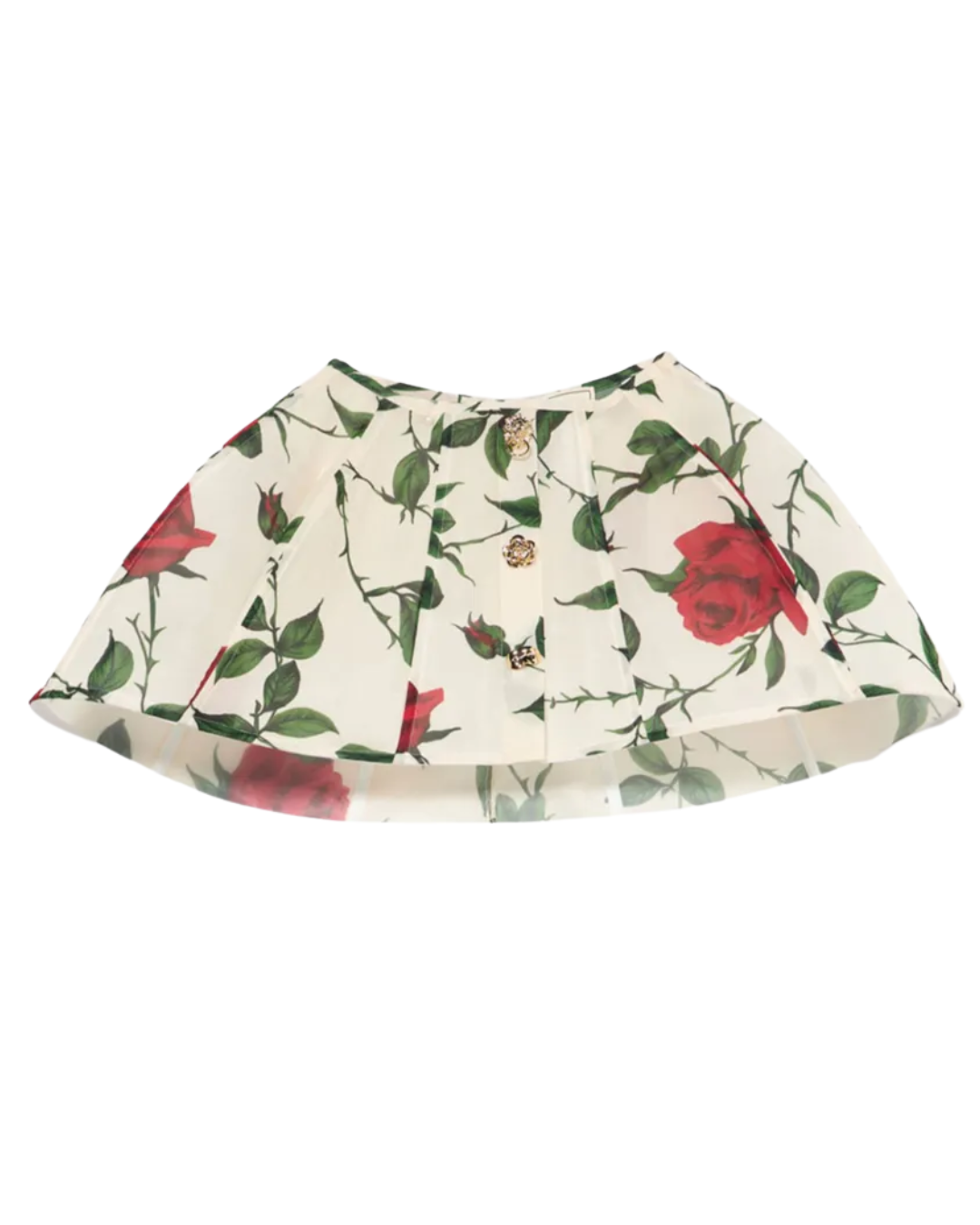 Rose Print Pleated Mini Skirt