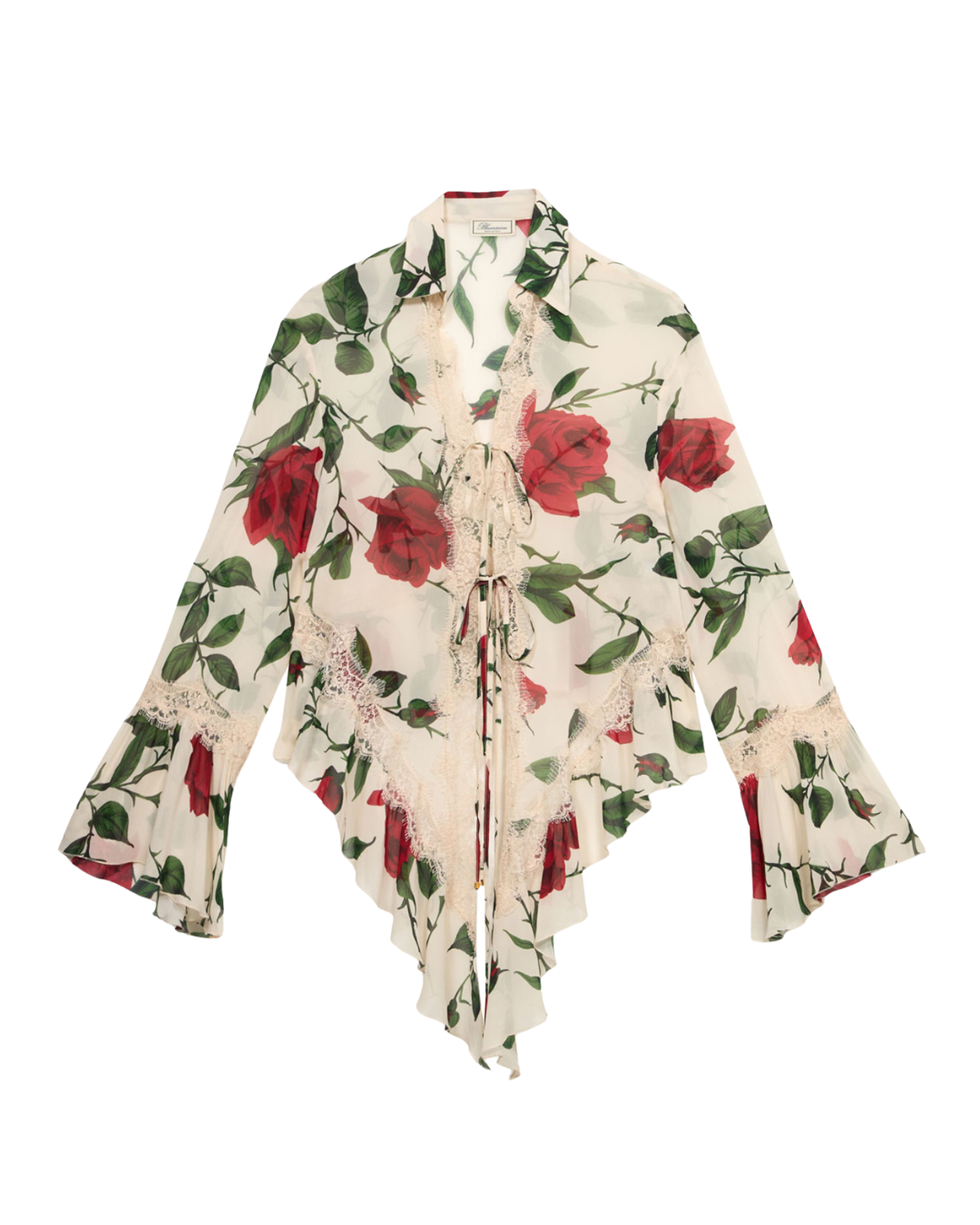 Georgette And Lace Asymmetrical Shirt