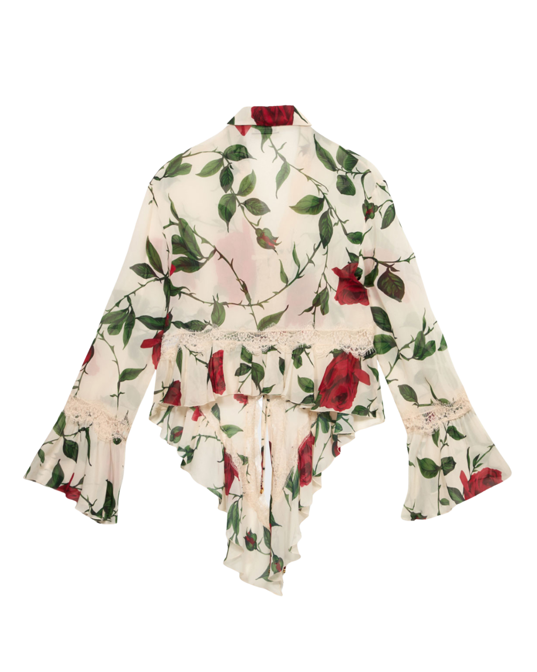 Georgette And Lace Asymmetrical Shirt