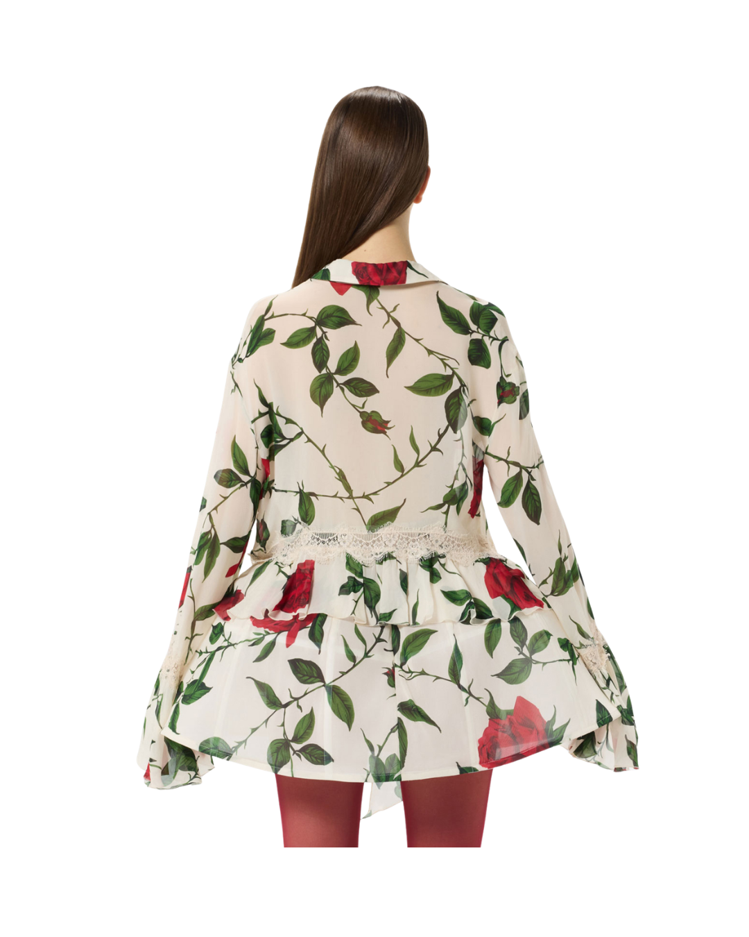 Georgette And Lace Asymmetrical Shirt