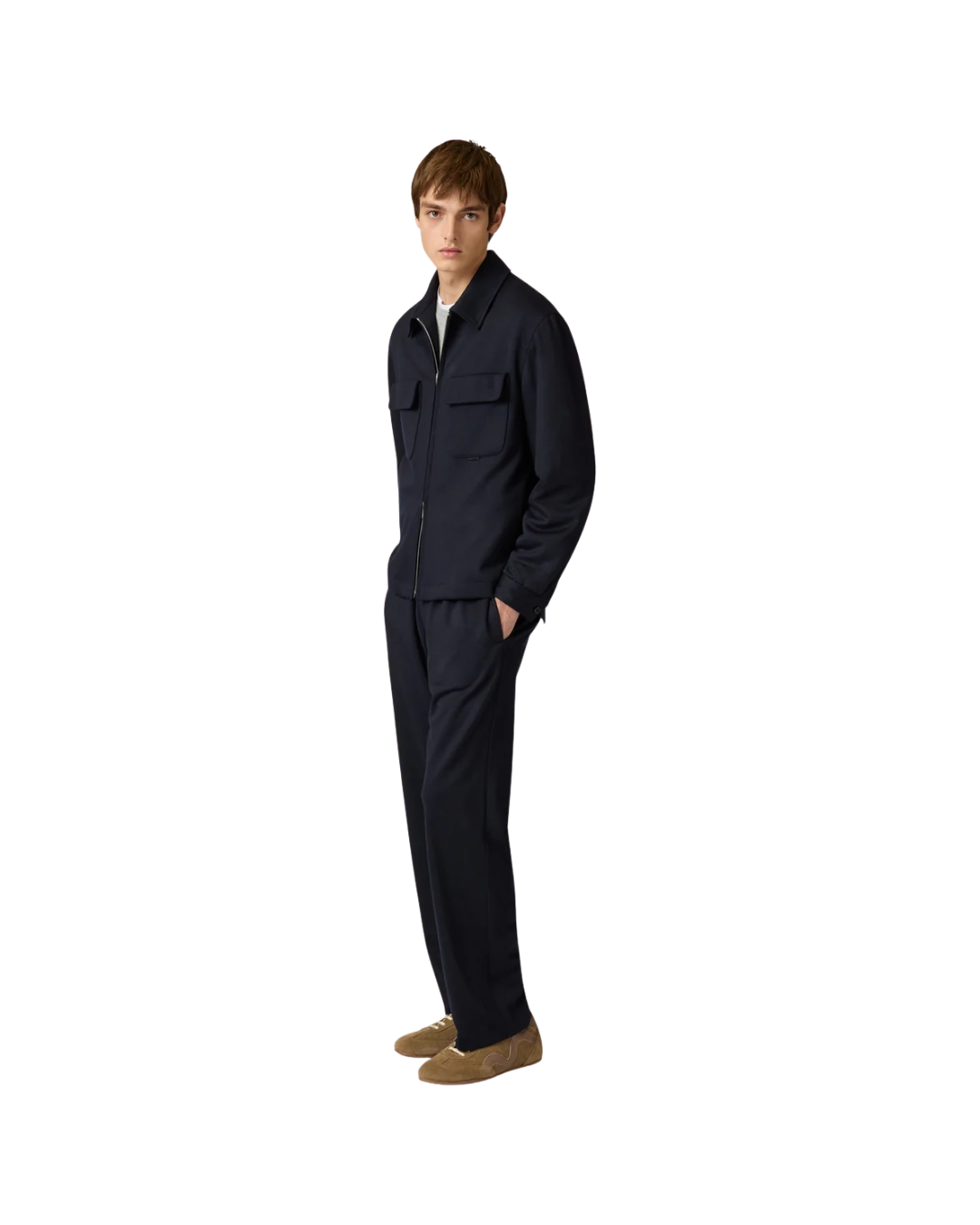 Padded Shirt Jacket In Wool And Tencel