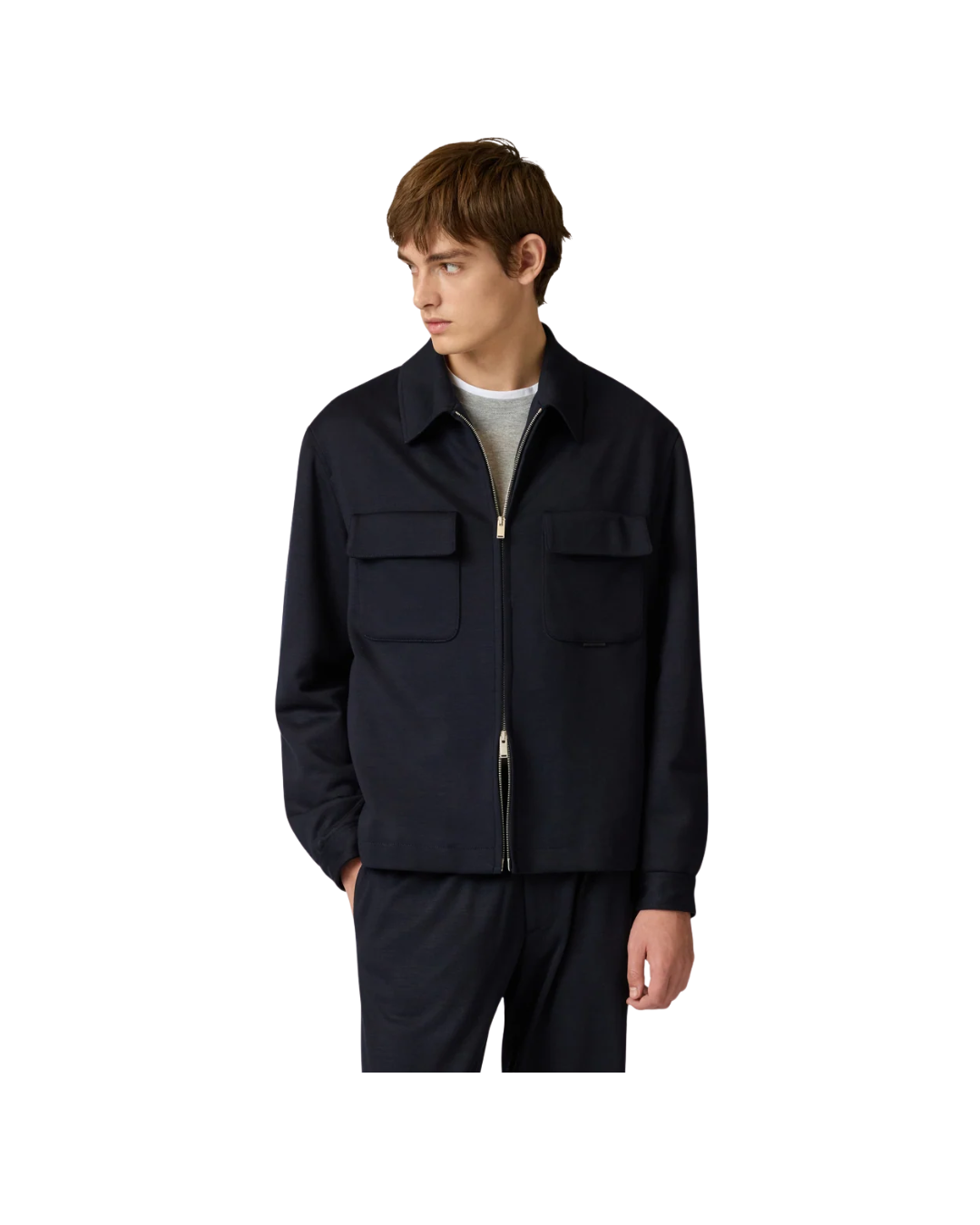 Padded Shirt Jacket In Wool And Tencel
