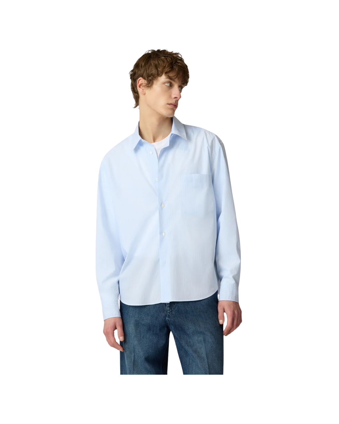 Cotton Poplin Shirt With Striped Pattern