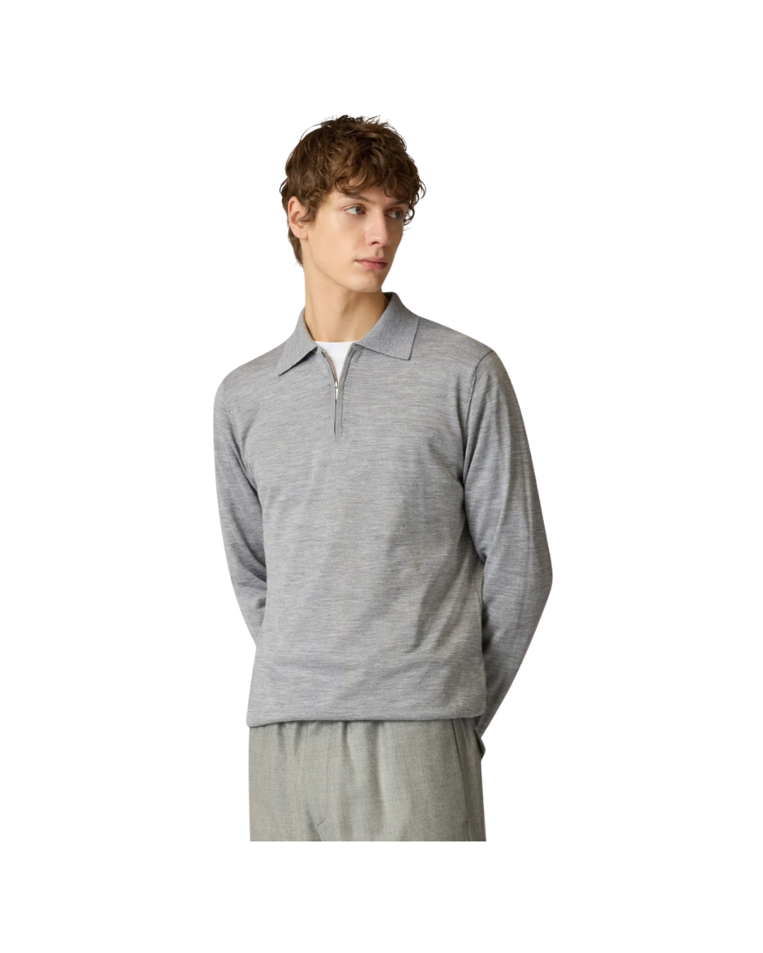 Zip Polo In Wool, Silk And Cashmere