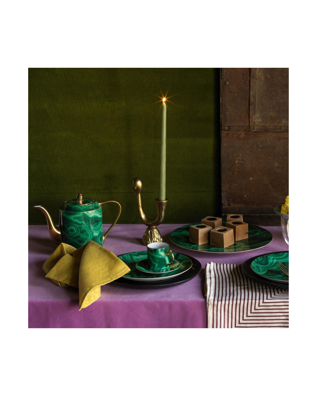 Malachite Tea Cup + Saucer (Set of 2)