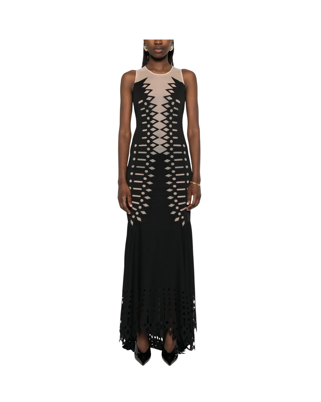 Embroidered Scuba Maxi Dress