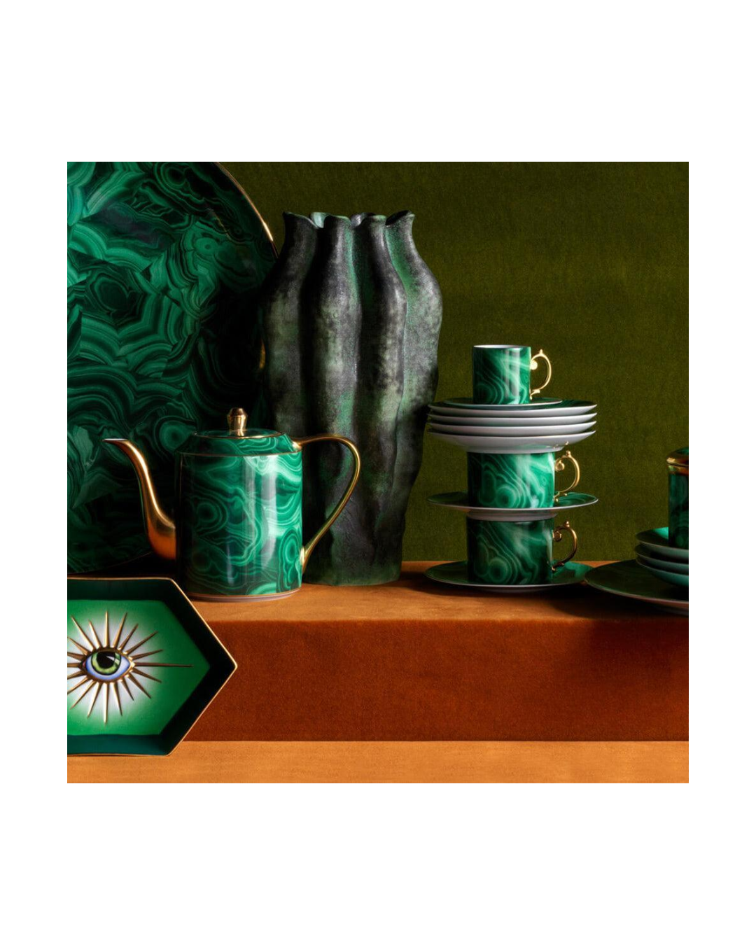 Malachite Tea Cup + Saucer (Set of 2)