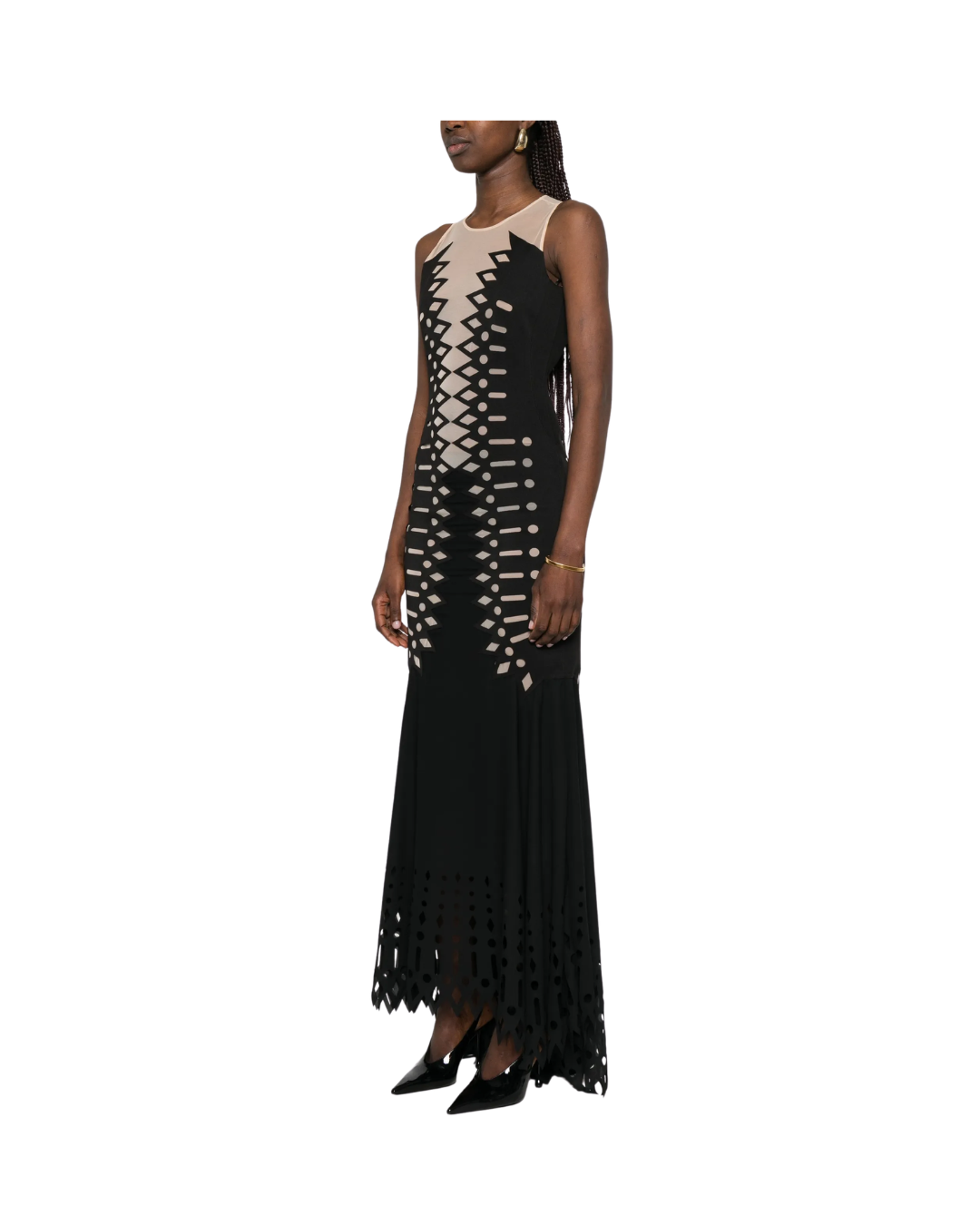 Embroidered Scuba Maxi Dress