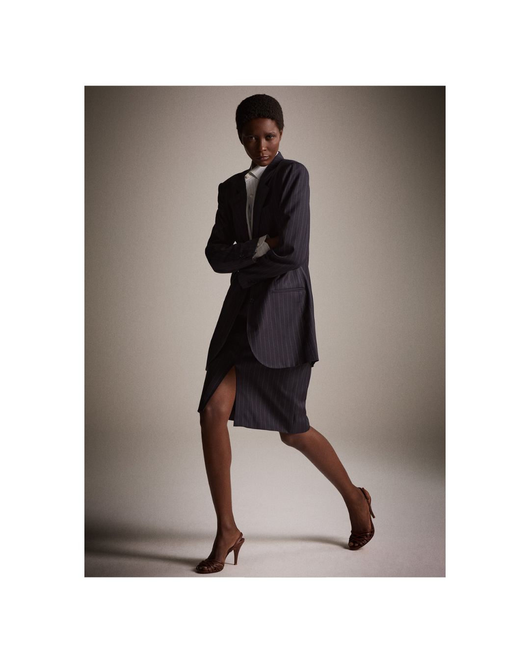 Diletta Skirt in Wool Pinstripe