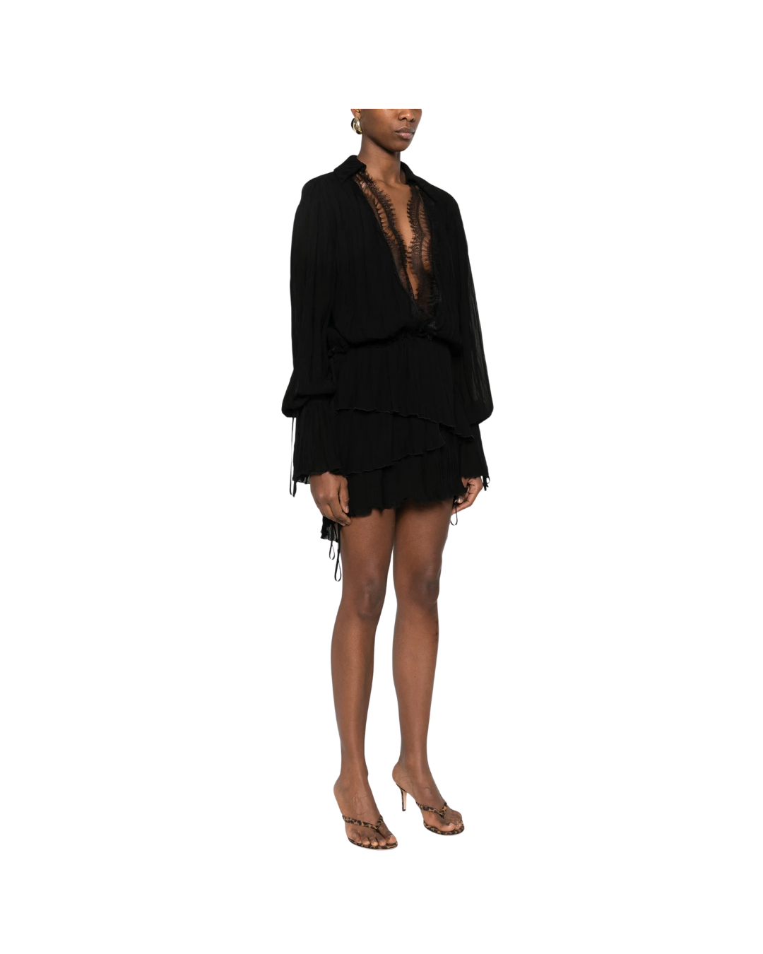 Flounced Pleated Georgette Dress