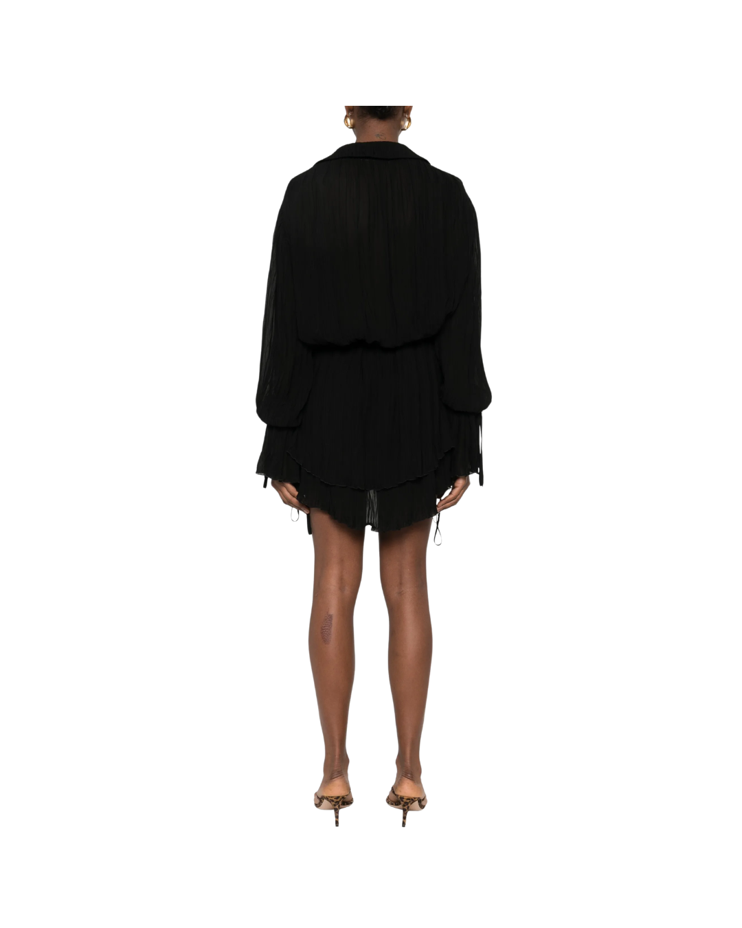 Flounced Pleated Georgette Dress