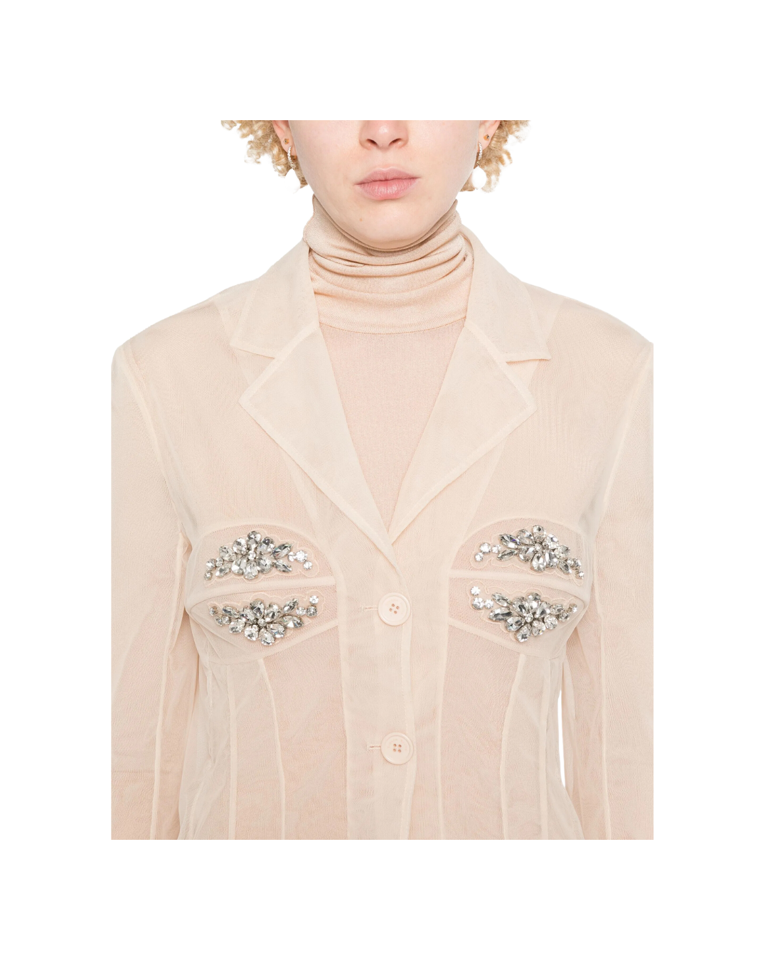 Fitted Bust Detail Jacket W/ Emb