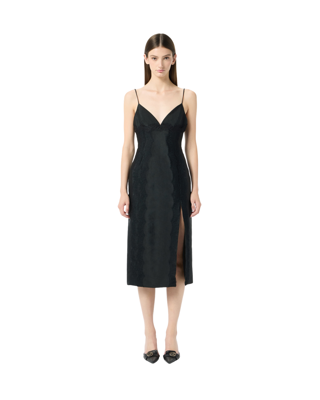 Pencil Dress With Lace And Slit