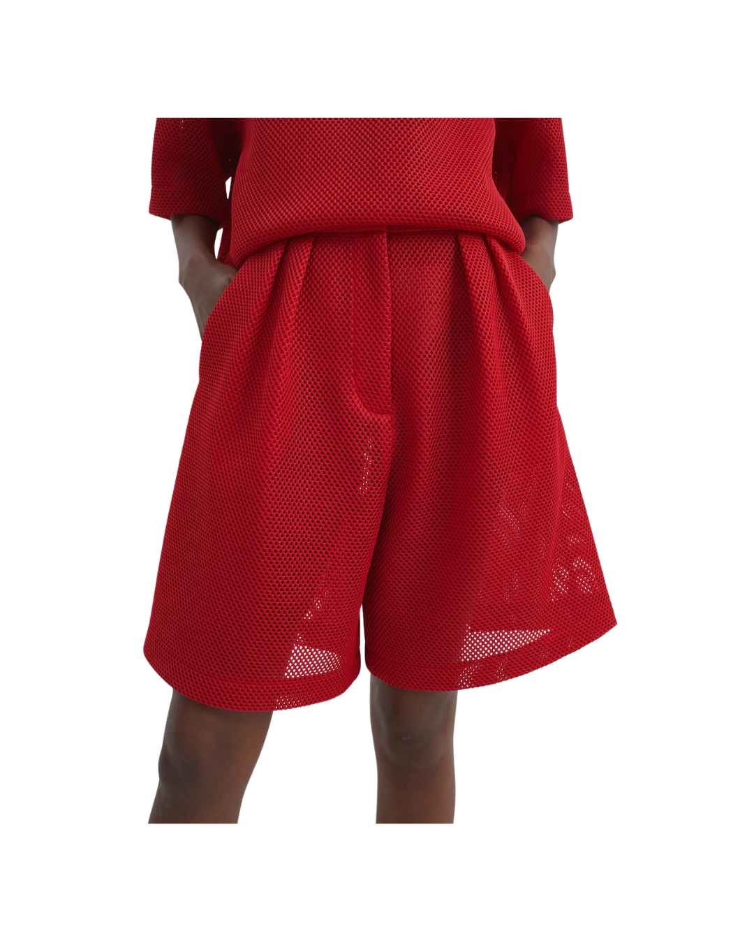 Marfa Mesh Pleated Bermuda Shorts