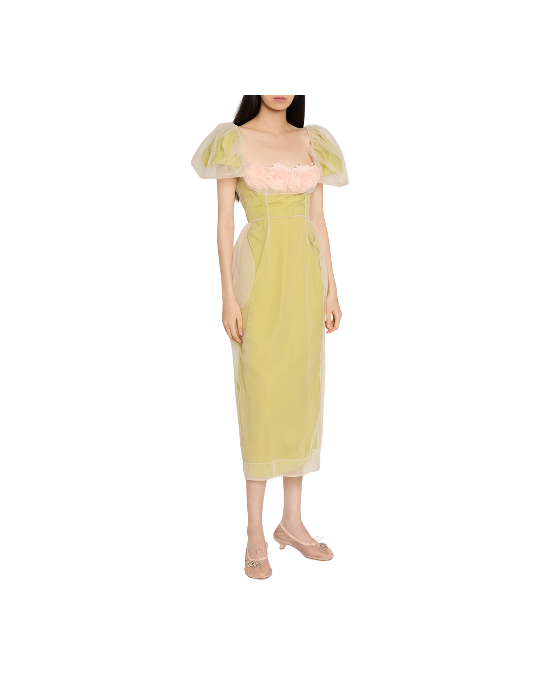 Layered Balconette Bust Detail Dress W/ Carnation