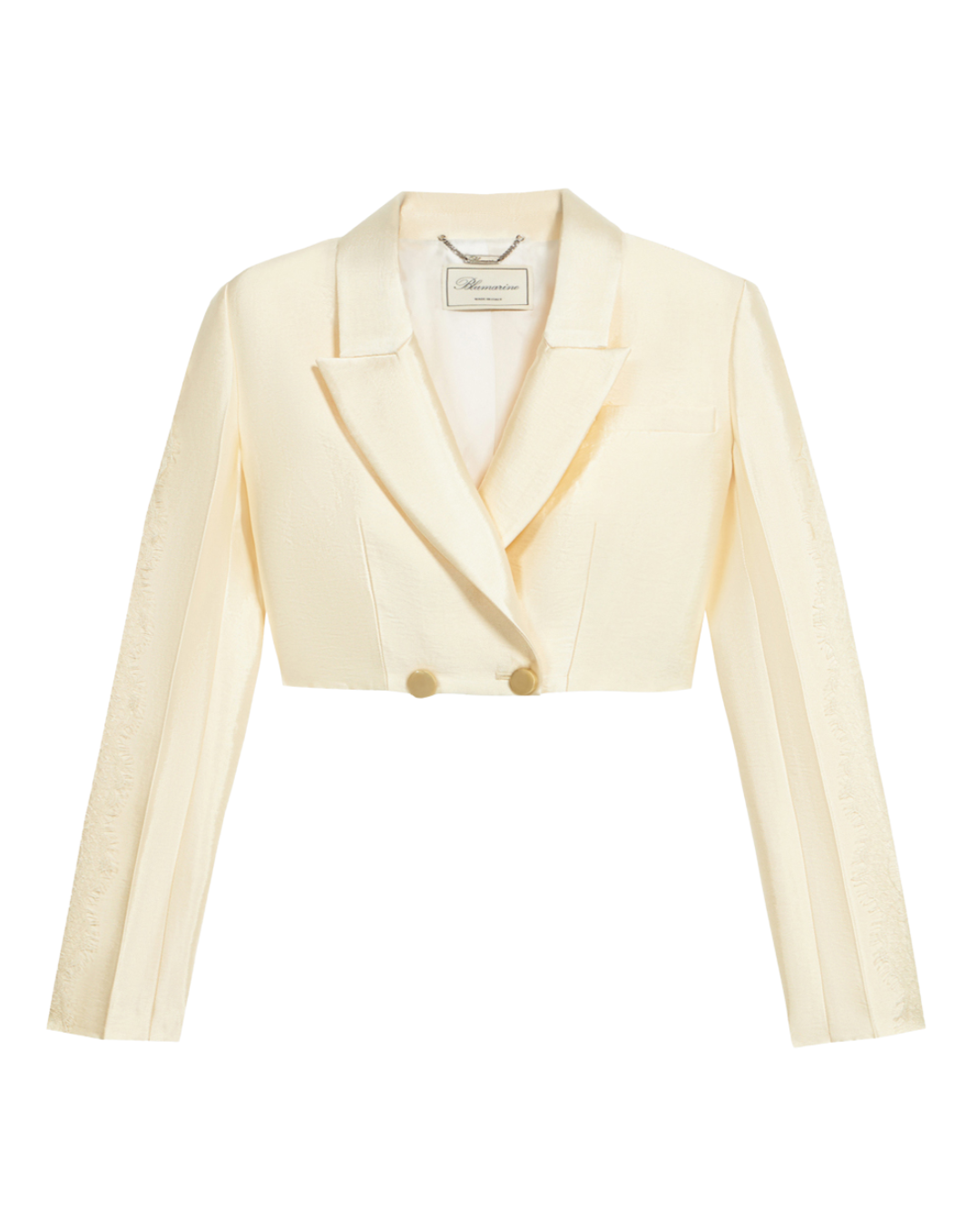 Double-breasted Cropped Jacket With Lace