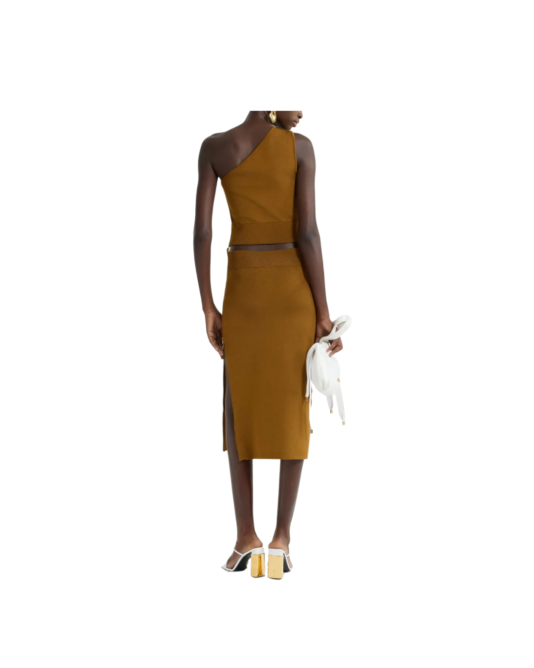 Caramel One Shoulder Knit Top