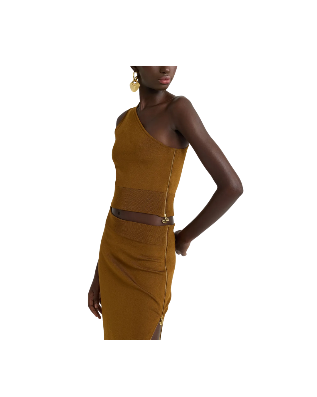 Caramel One Shoulder Knit Top