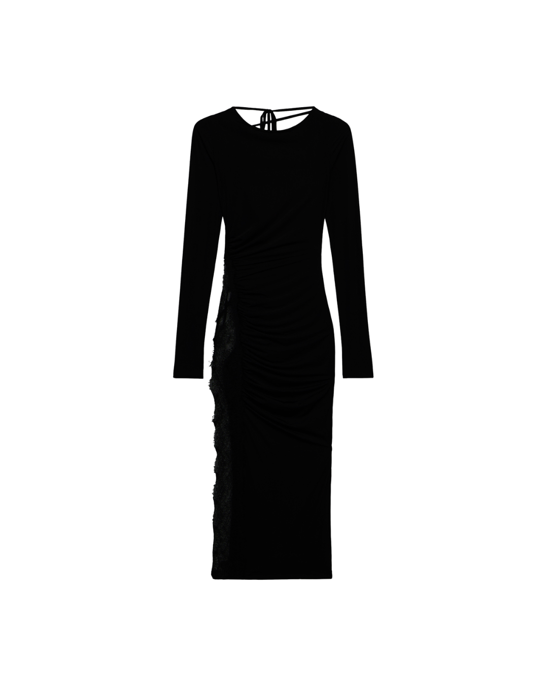 Jersey MIDI Dress With Scalloped Lace Inserts