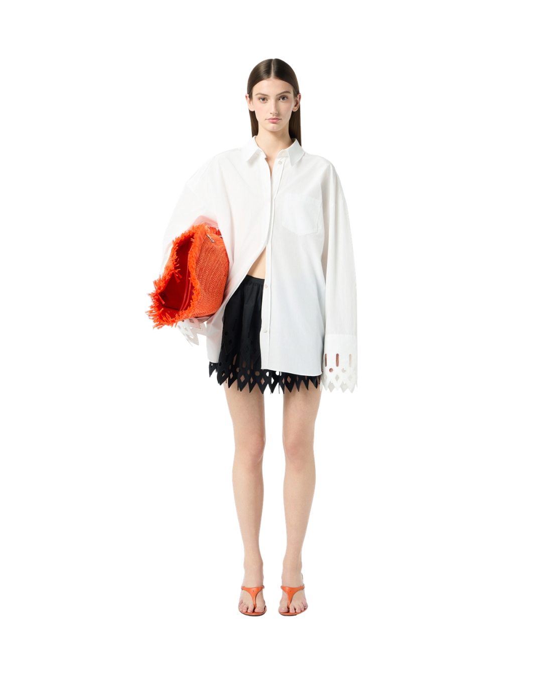 Short Taffeta Skirt With Ruffle And Embroidery
