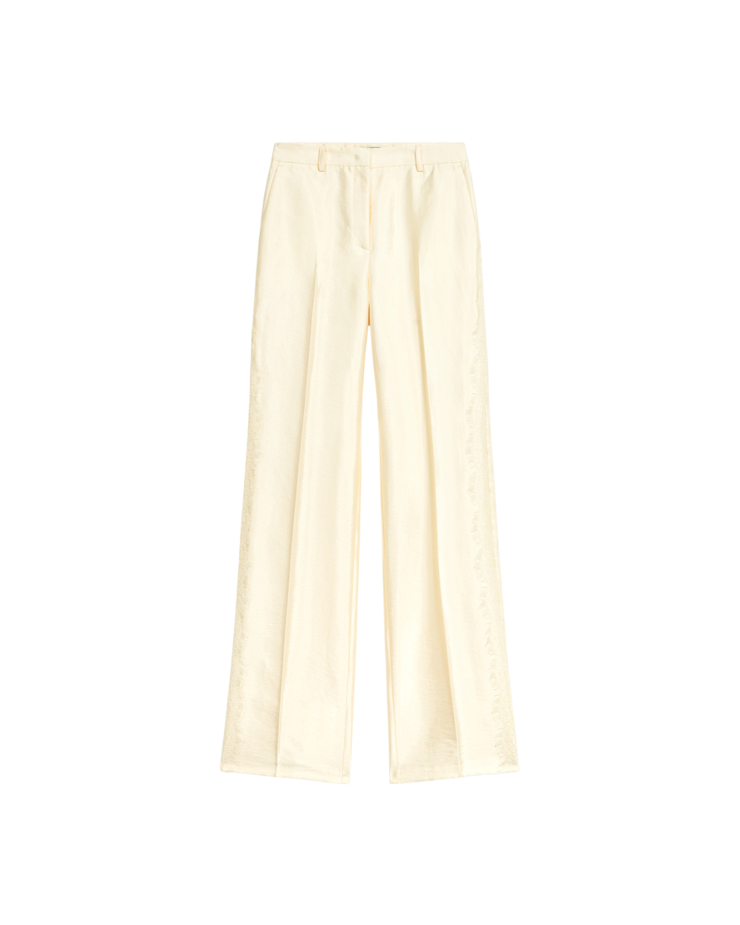 Glossy Viscose Trousers With Lace