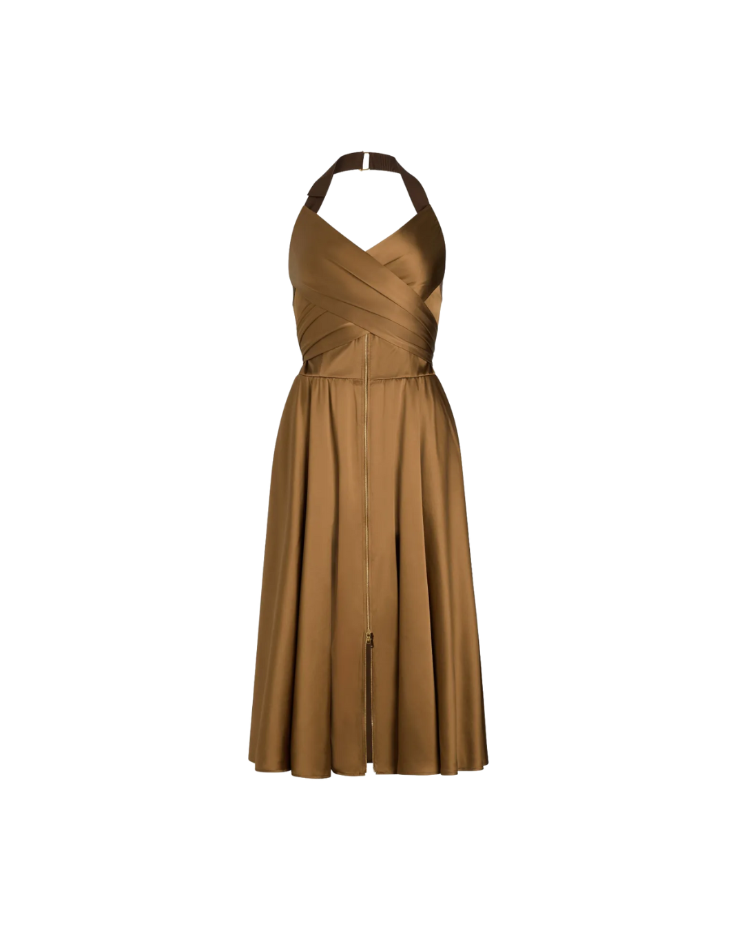 Tobacco Halterneck Volume Dress