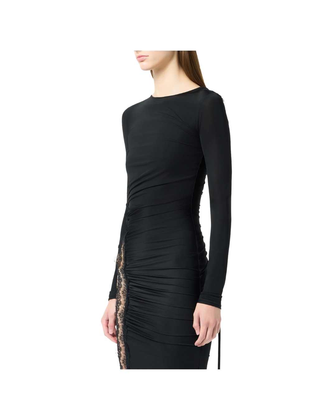Jersey MIDI Dress With Scalloped Lace Inserts