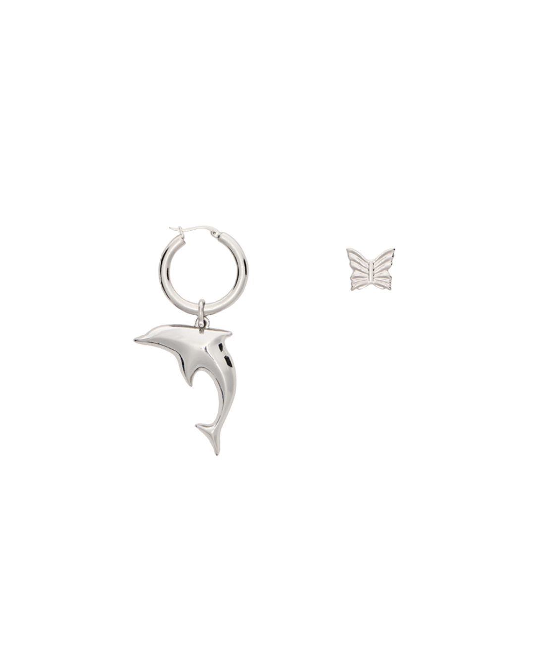 Metal Earrings For Pierced Ears With Dolphin Pendant