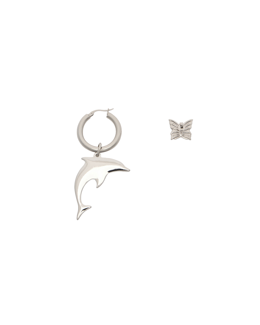 Metal Earrings For Pierced Ears With Dolphin Pendant