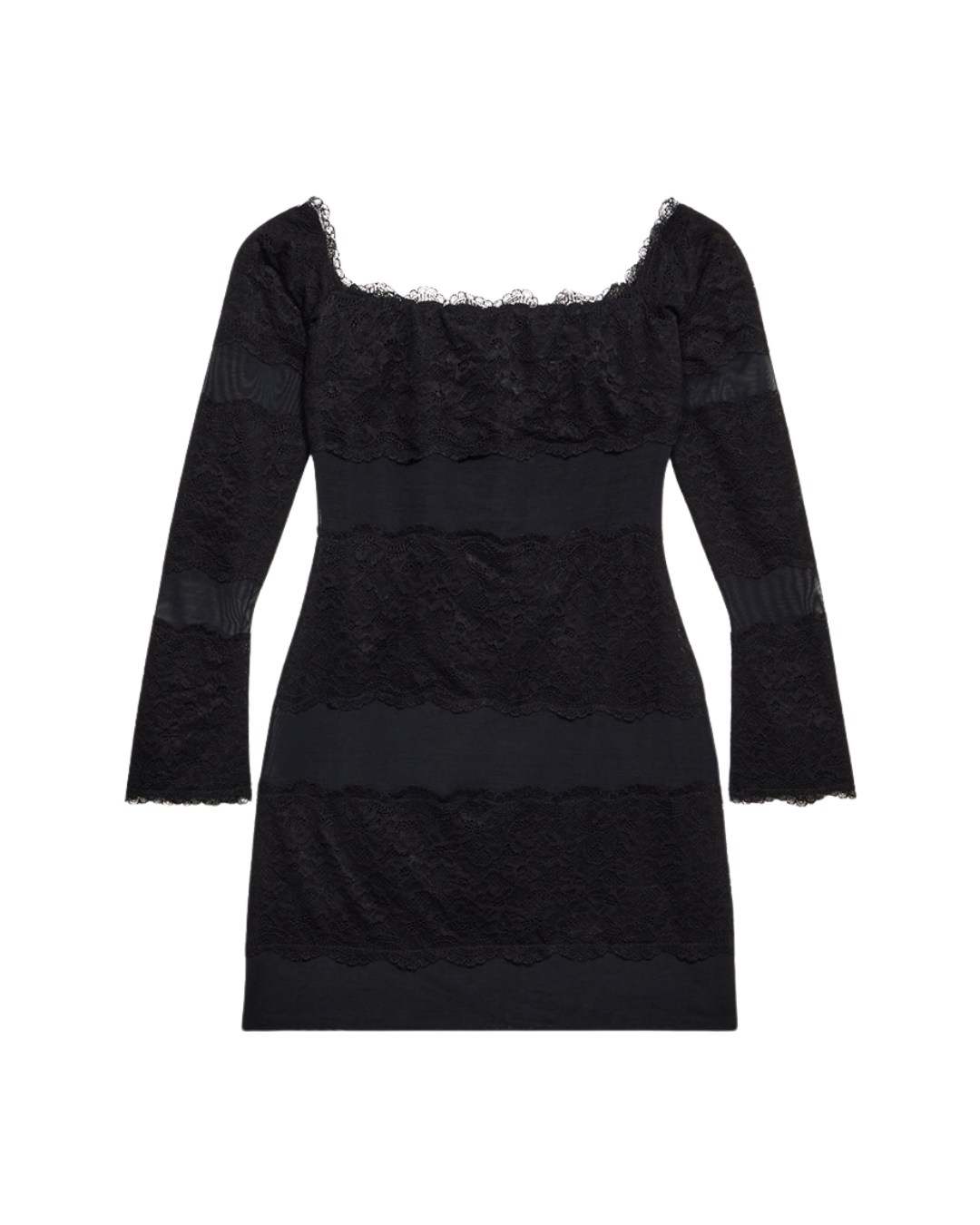 Off-the-shoulder Tulle Dress With Lace Inserts